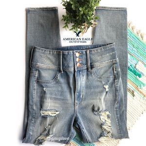 AMERICAN EAGLE Super High Rise Jegging Distressed AEO Denim Jeans 4R